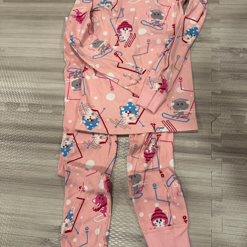 Hanna Andersson Pink Pajama Set with Winter Characters